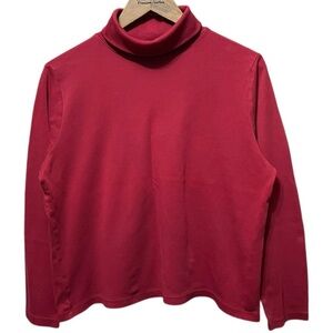 plain blank red L.L. Bean mock neck turtleneck long sleeve fall winter shirt top